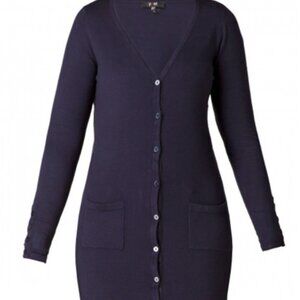 Yest Yaella Dark Blue Long Button Front Cardigan Style 80482 Size 12
